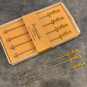 Gold Stir Sticks with 'Gather' Design